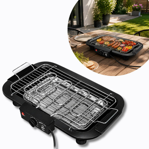 Grelhador elétrico de churrasco 2000 W · altura regulável e termóstato