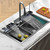 Fregadero de cocina ADM · con grifo extraíble y accesorios integrados