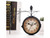 Reloj de pared doble cara estilo estación · metal - imagen 3