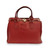 Bolso de mano de piel auténtica granulada con candado en color rojo