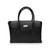 Bolso de hombro de piel auténtica con solapa y cierre de giro en color negro
