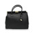 Bolso de mano tipo bauletto de piel auténtica con candado en color negro