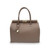Bolso de mano tipo bauletto de piel auténtica con candado en color topo