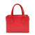 Bolso de mano pequeño de piel auténtica granulada en color rojo