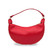 Bolso de hombro media luna de piel auténtica con tachuelas en color rojo