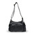 Bolso bandolera de piel auténtica con bolsillos laterales en color negro