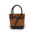 Bolso cubo bicolor de piel con lazo en color cuero