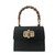 Bolso de mano de piel efecto coco con asa de bambú en color negro
