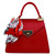 Bolso de mano trapecio de piel con pañuelo en color rojo