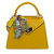 Bolso de mano trapecio de piel con pañuelo en color amarillo