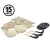 Batería de cocina 15 piezas granito · mango madera · beige · Herzberg