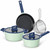 Batería de cocina de 6 piezas en verde menta con cacerola, cazo, sartén y cesta freidora