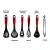 Juego de 6 utensilios de cocina de PBT · negro y rojo