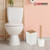 Set de baño de 6 piezas en cerámica y bambú · crema mate