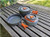 Batería de cocina de camping y supervivencia · aluminio con asas plegables