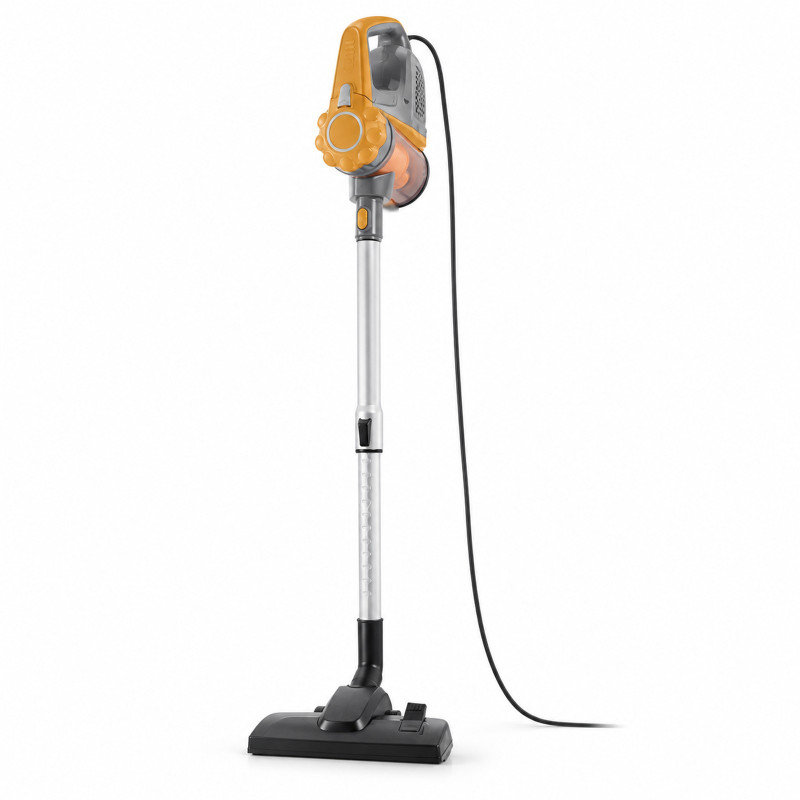Aspiradora escoba con cable Adler AD 7036 gris y amarilla con tubo telescópico y cepillo de suelo