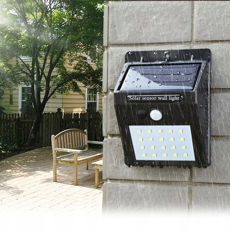 Aplique solar de 20 LED con sensor de movimiento · modo automático