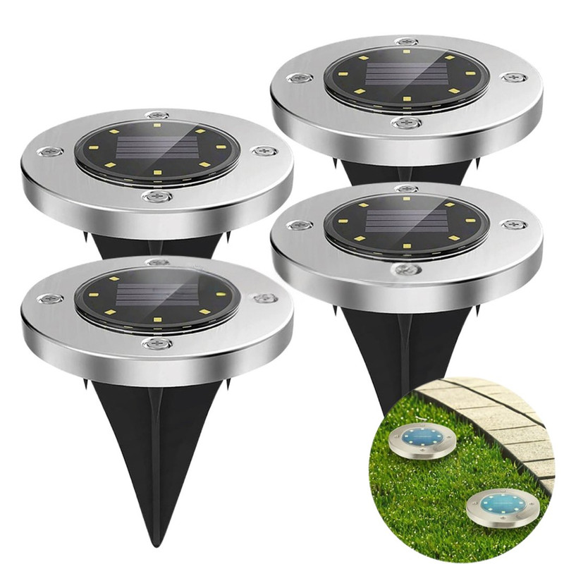 Balizas solares de suelo · juego de 4 con pilas recambiables