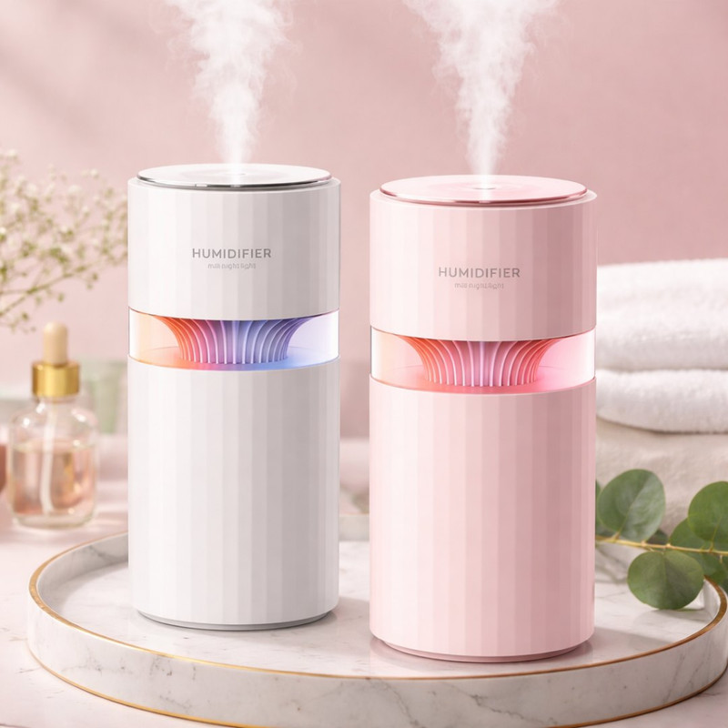 Humidificador de escritorio 2 en 1 · con luz nocturna y 400 ml