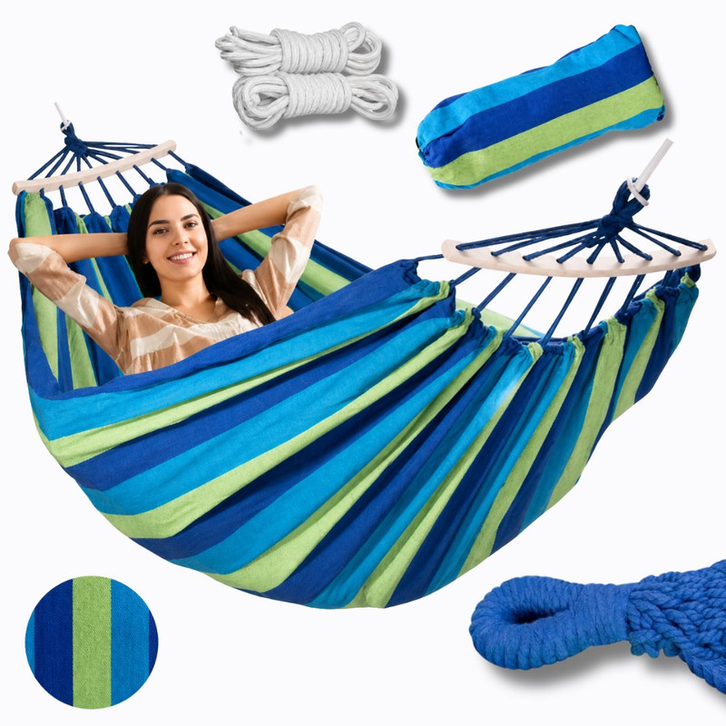 Hamaca de algodón de 160 cm · para jardín y camping