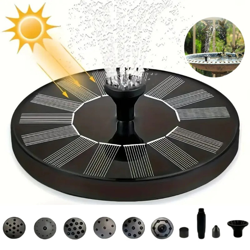 Fuente solar de jardín con bomba flotante · sin cables