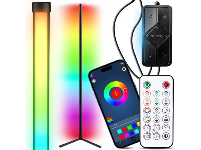 Lámpara de pie esquinera RGB 150 cm con mando - imagen 1