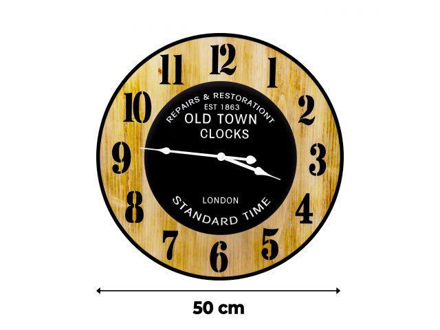 Reloj de pared 50 cm silencioso · efecto madera - imagen 1