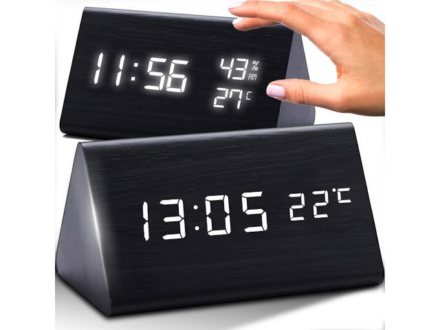 Despertador digital efecto madera con temperatura - imagen 1