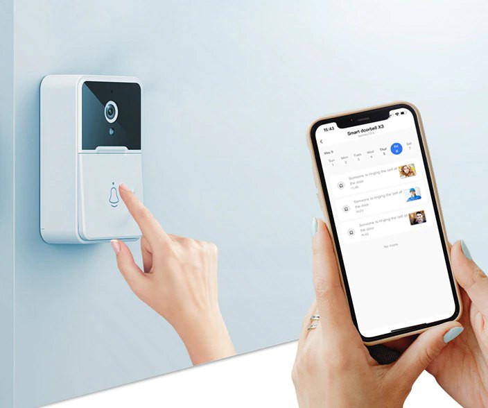Timbre con cámara WiFi · Visión nocturna, cambio de voz y timbre interior