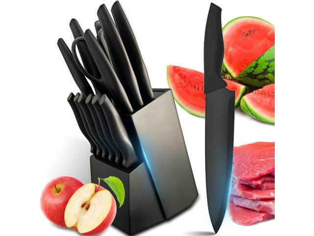 Juego de cuchillos 16 piezas con taco O821 · negro