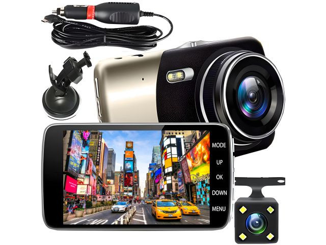 Cámara de salpicadero Full HD con cámara trasera · 3,5″