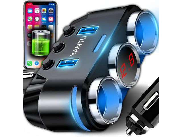 Multiplicador de encendedor 12-24 V · 2 tomas y 2 USB
