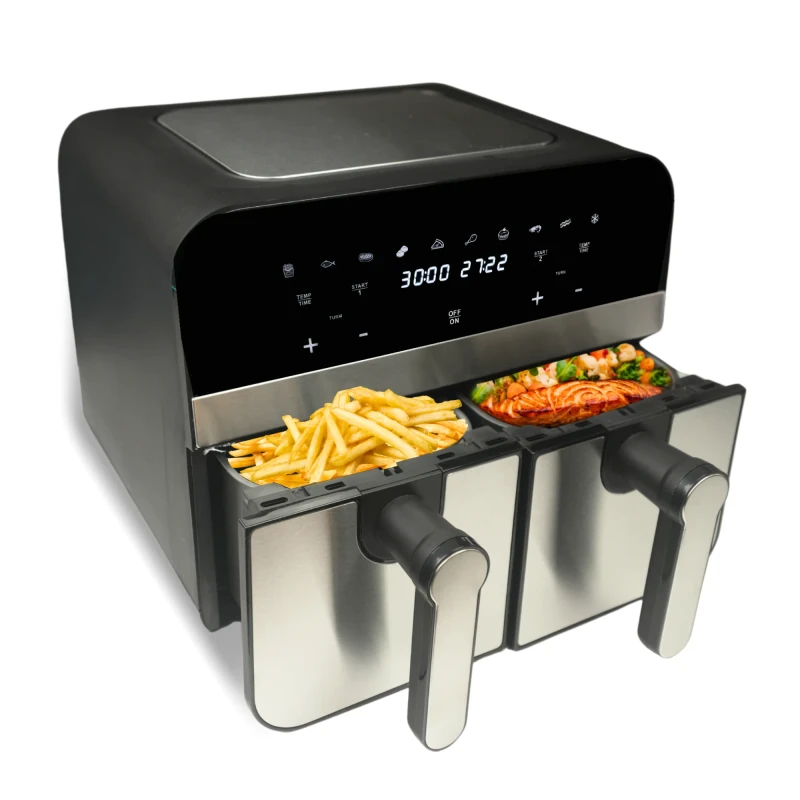 Freidora de aire doble 9 L inox · 2400 W · Comfy Nest
