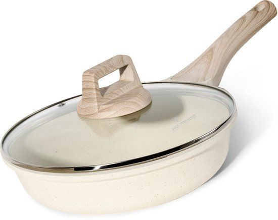 Sartén honda de granito 24 cm con tapa · beige · Just Perfecto