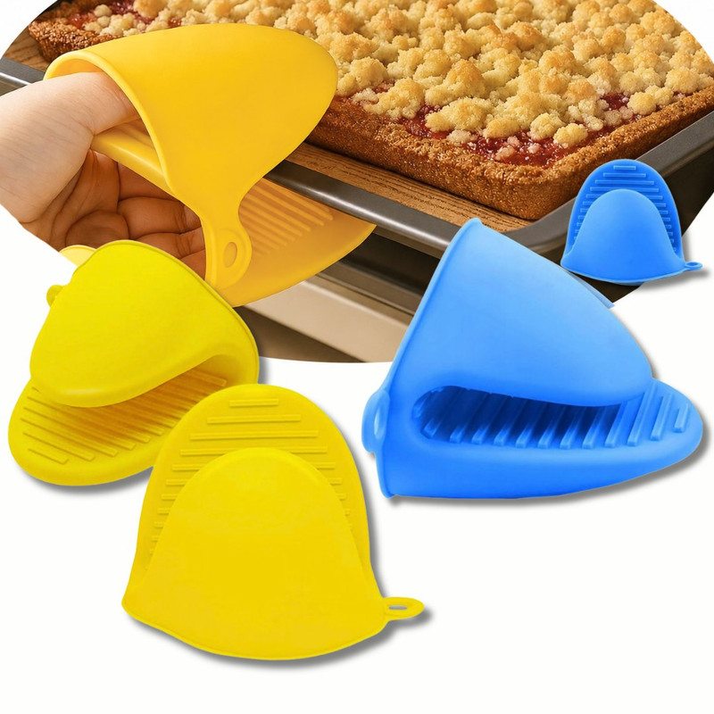 Agarradores de silicona antideslizantes · par amarillo y azul