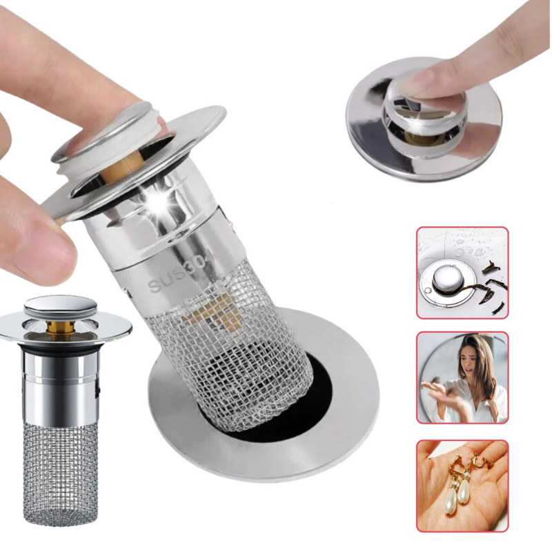 Válvula de desagüe con filtro extraíble · latón y acero inoxidable