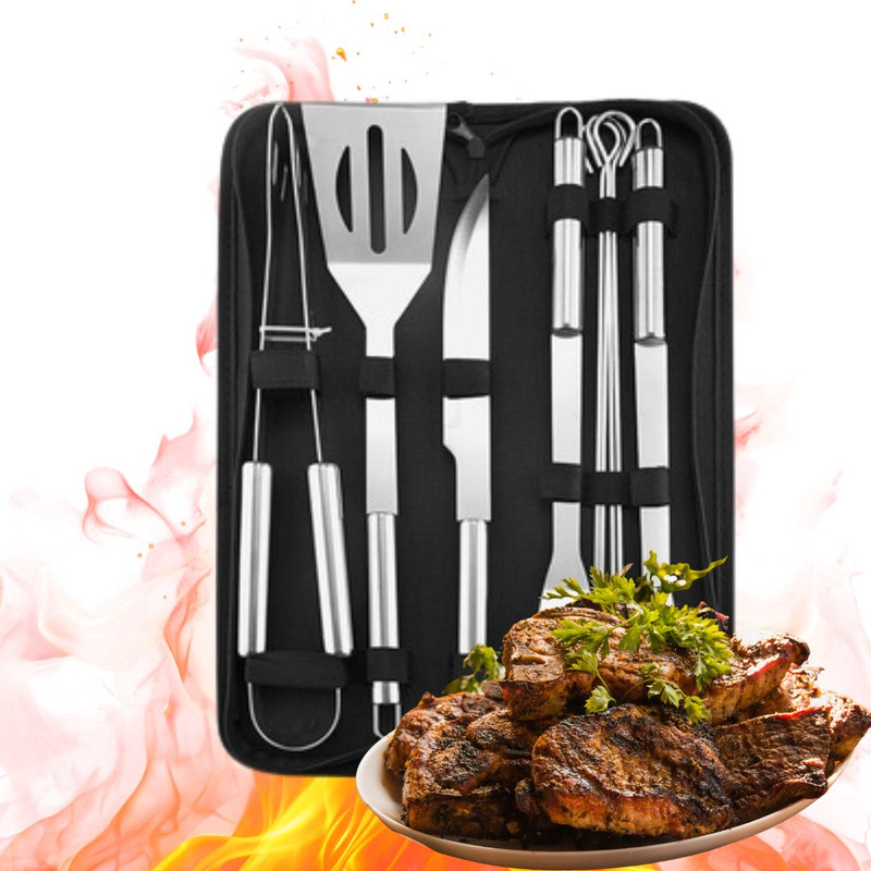 Juego de utensilios de barbacoa · 9 piezas en acero inoxidable