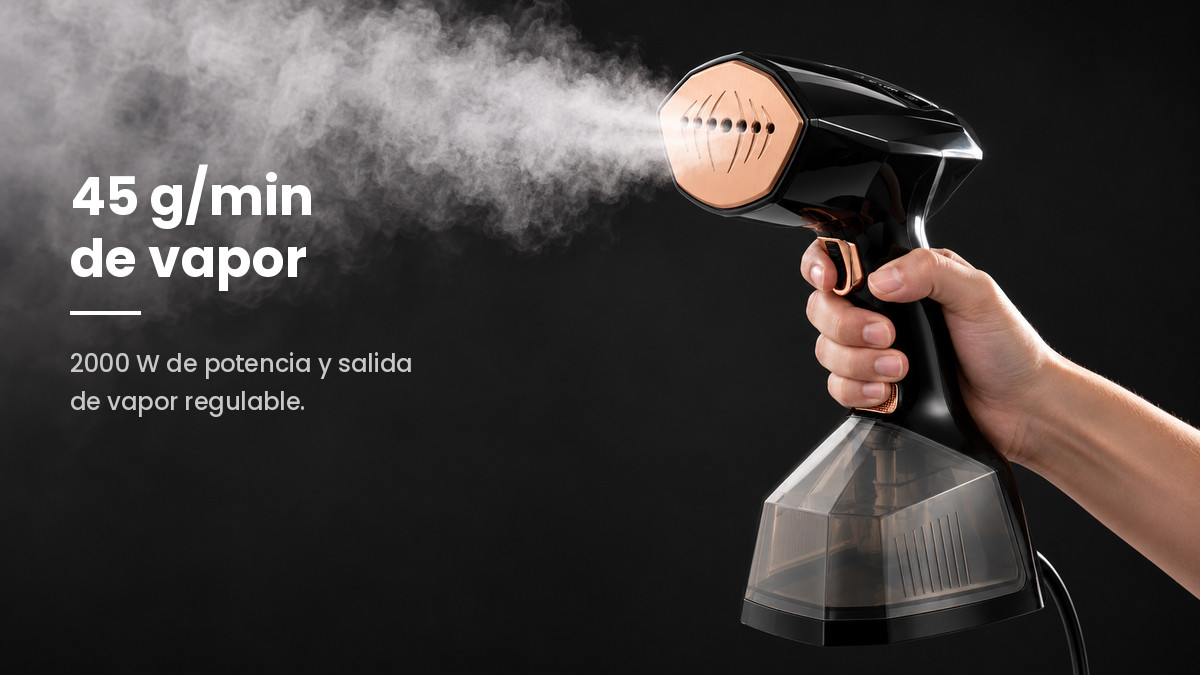Chorro de vapor saliendo de la placa de cobre del vaporizador