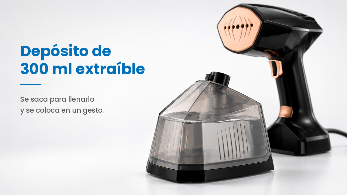 Depósito de agua de 300 ml extraído del vaporizador de ropa