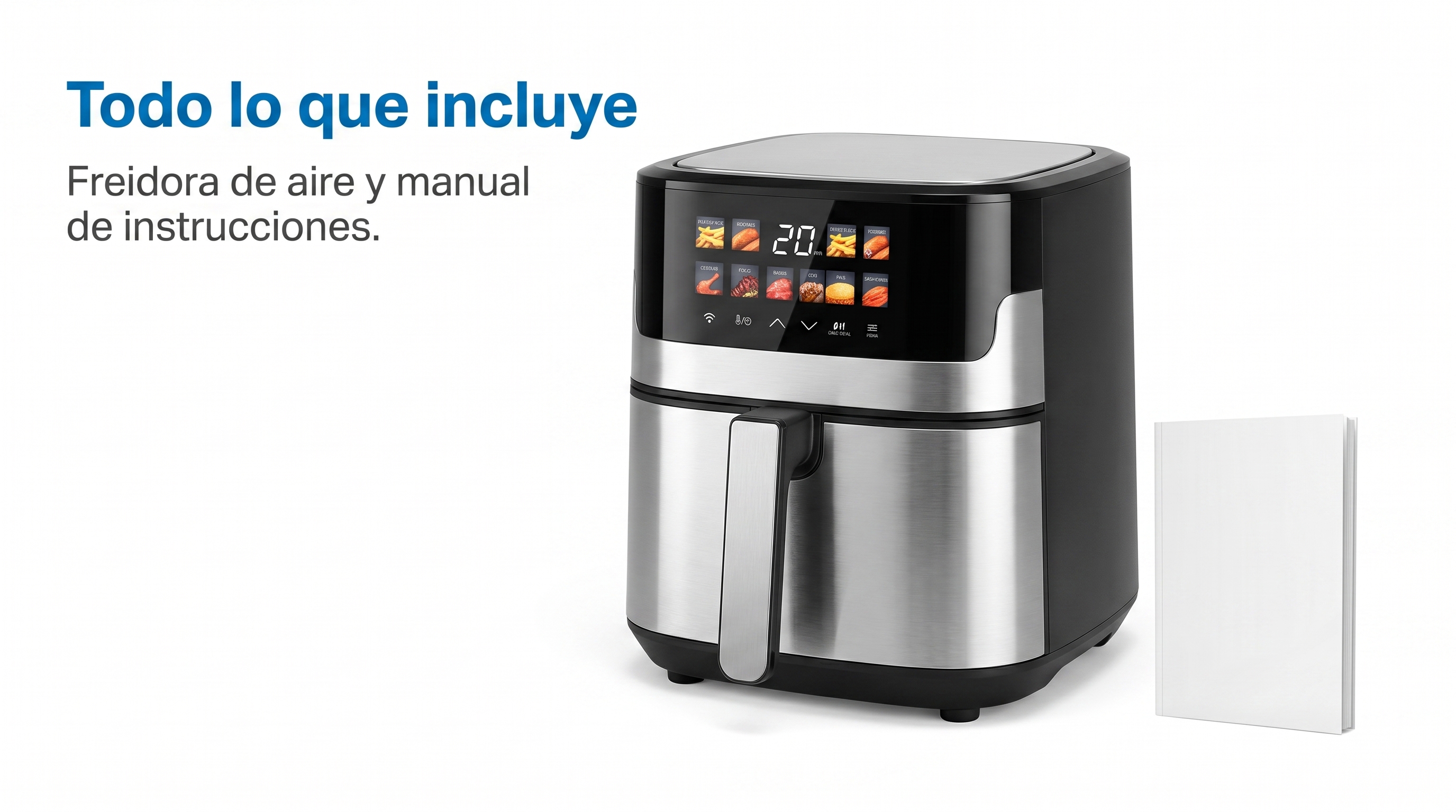 Freidora de aire WiFi de 6,5 L con su manual de instrucciones