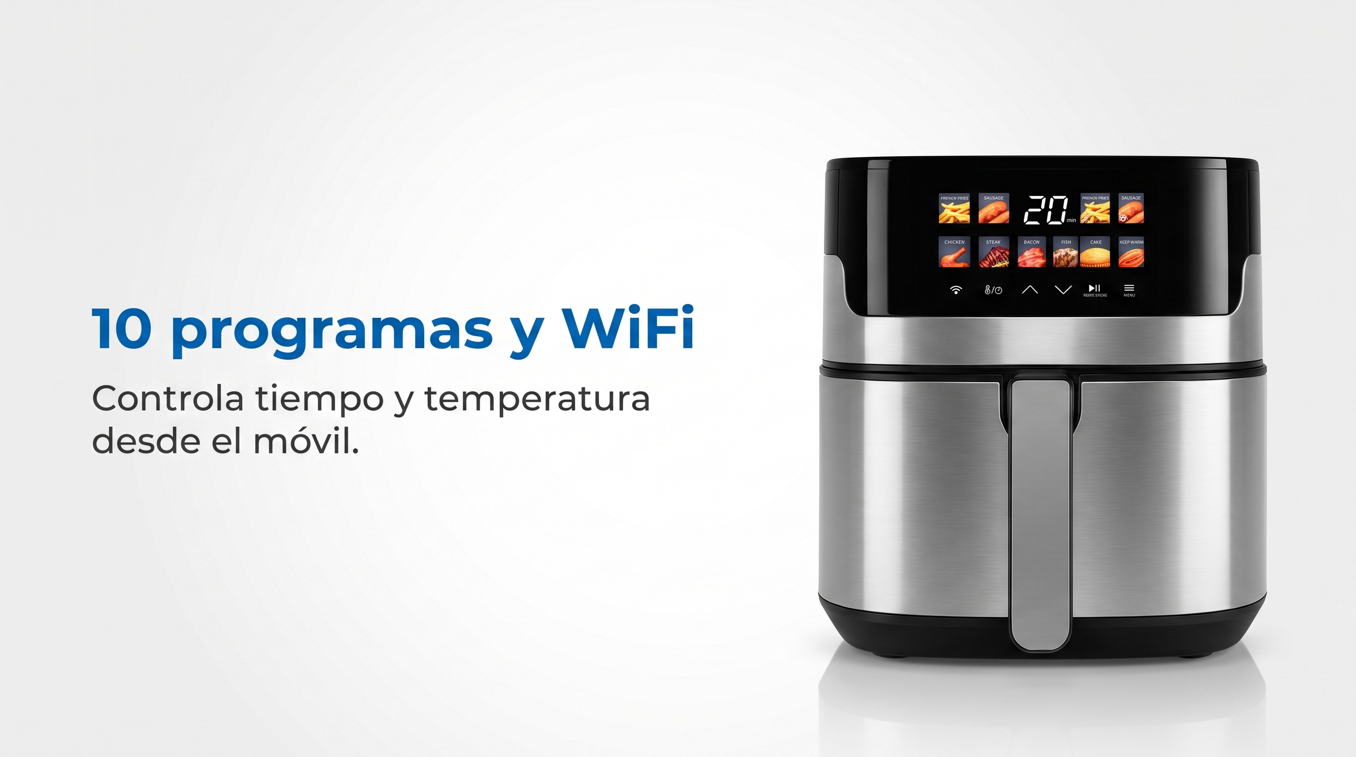 Panel táctil LCD con 10 programas y conexión WiFi para controlar desde el móvil