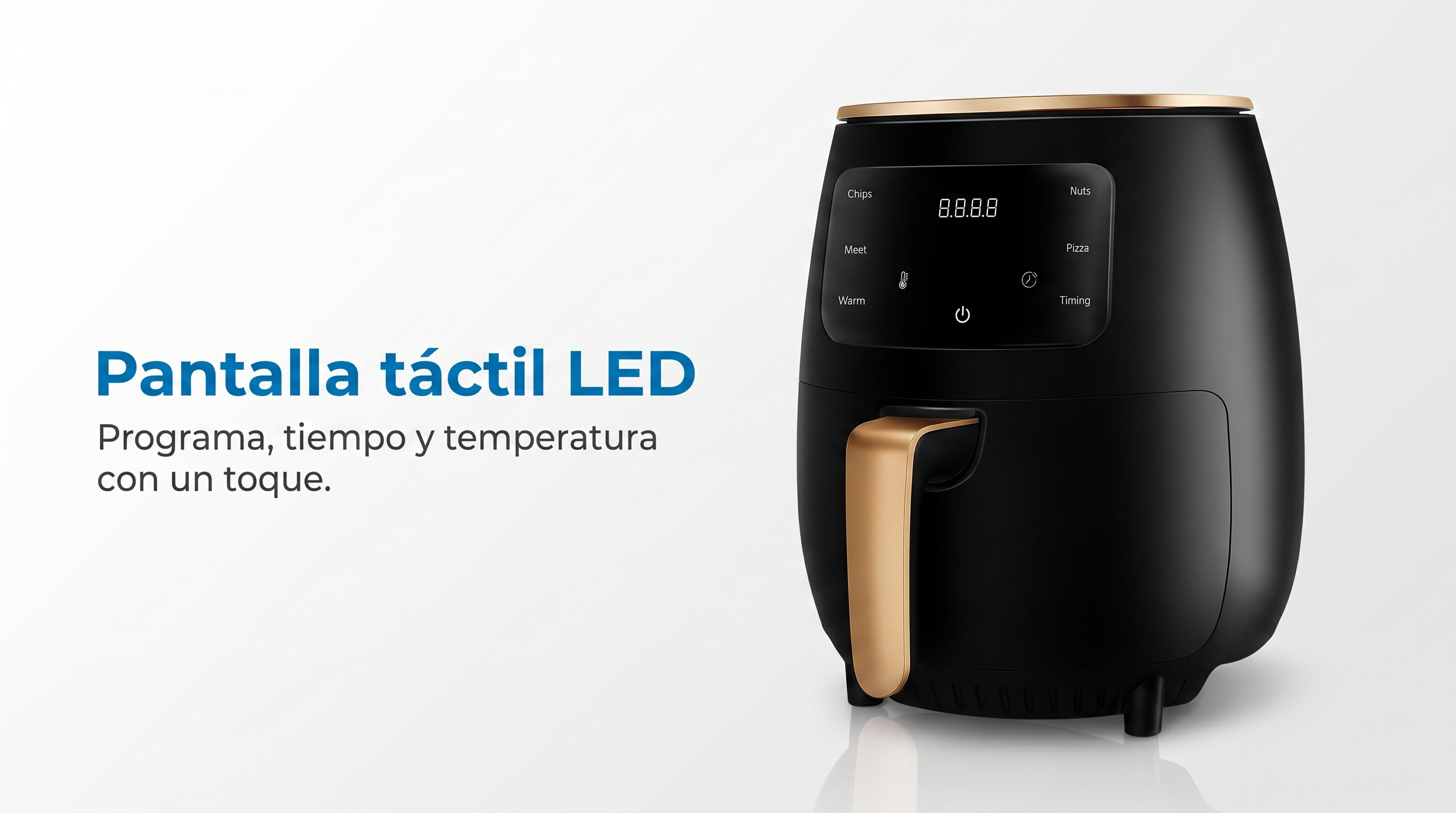 Pantalla táctil LED con programas, temporizador y control de temperatura