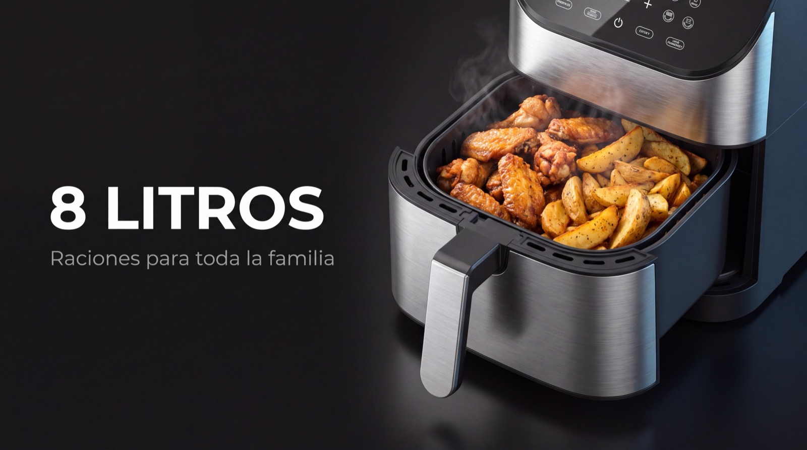 Capacidad de 8 litros para raciones de toda la familia