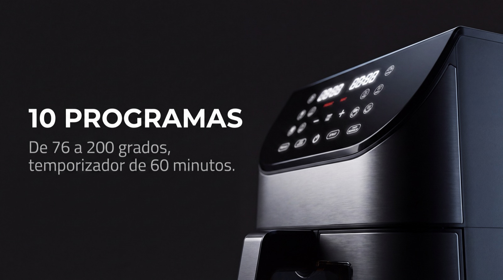10 programas automaticos de 76 a 200 grados con temporizador de 60 minutos