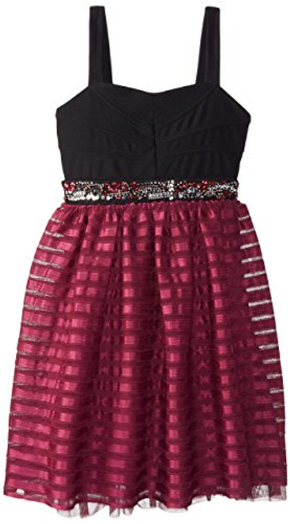 Ruby Rox Big Girls' Dress with Ribbon Mesh Skirt - 10-11 Years