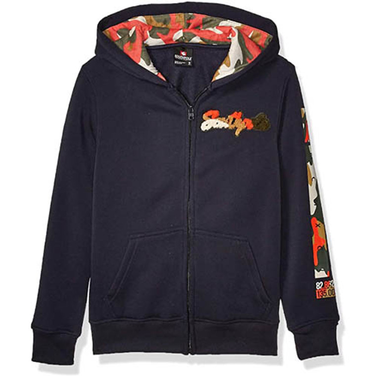 Southpole - Kids Fleece Hooded Fullzip, Navy camo Patch - 7/8Yrs