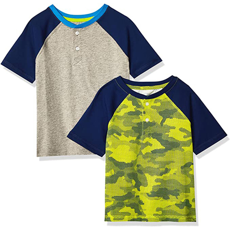 Amazon Essentials Big Boy's Pack Of 2 Tee Shirt Camo & Grey