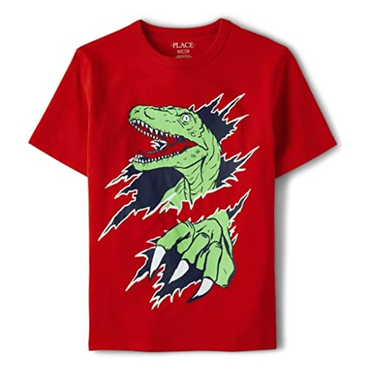 The Children Place  Big Boys T-Shirt Dinosaur - Red