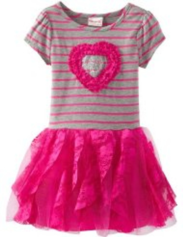 Nannette Little Girls Stripped Heart Dress -  2 /3years