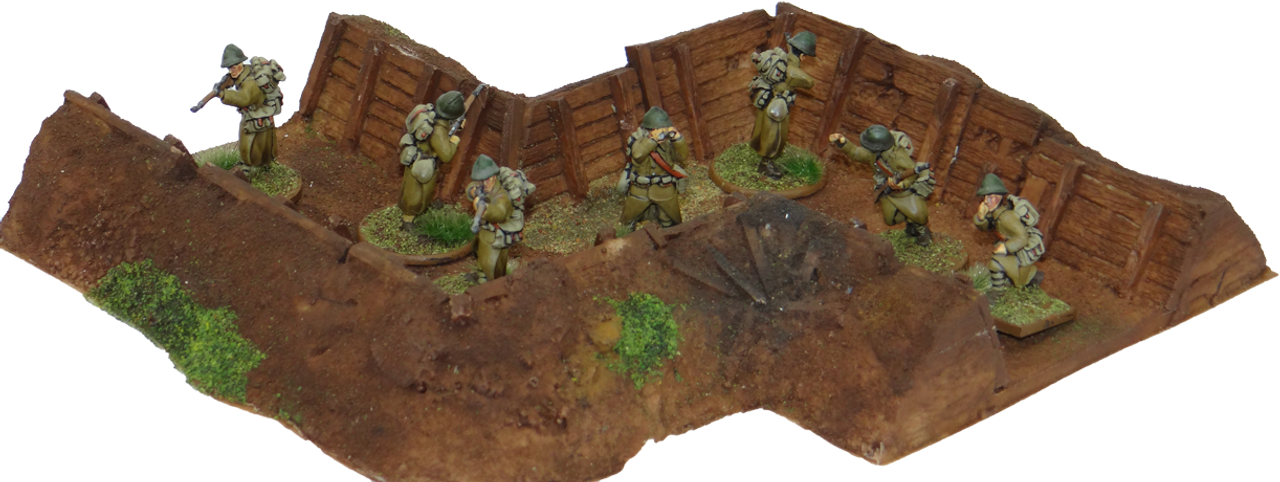 28mm finished trench left view with soldiers